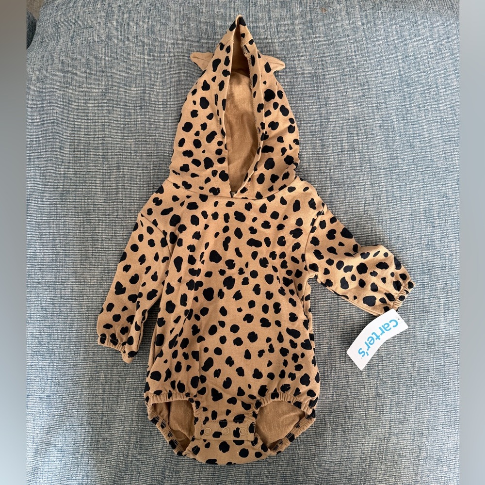 Carter's Brown and Black Leopard Print Baby Onesie New With Tags